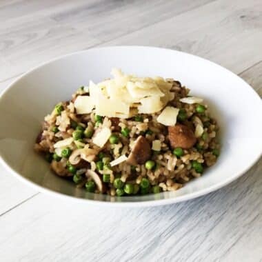 Gezonde zilvervlies risotto met champignons en doperwten vegetarisch gezond recept afvallen almere