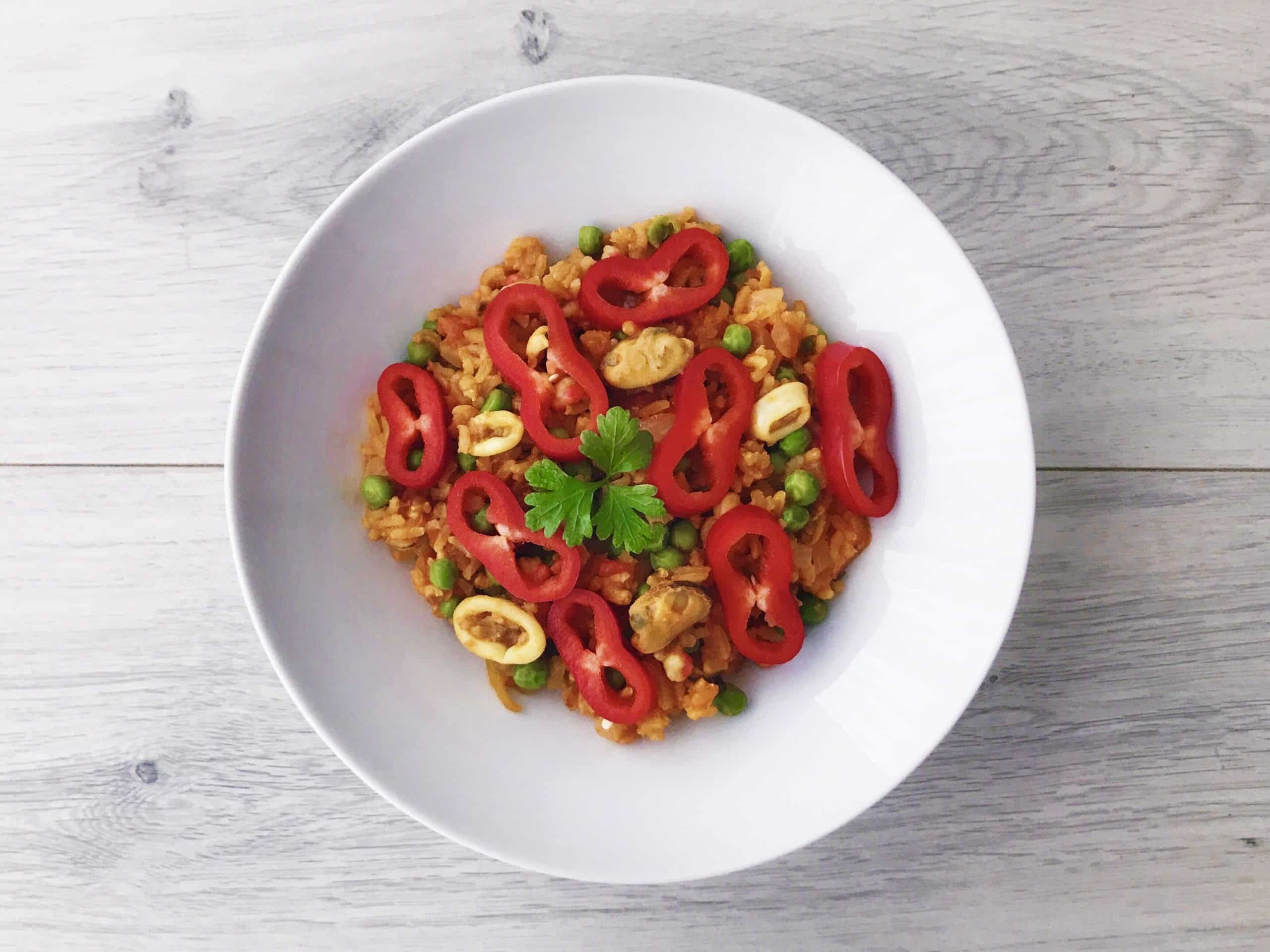 Paella met Zeevruchten gezond recept afvallen almere
