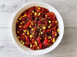 Vegetarische chili con carne plantaardig vegan gezond recept afvallen