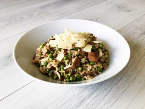 Gezonde zilvervlies risotto met champignons en doperwten vegetarisch gezond recept afvallen almere